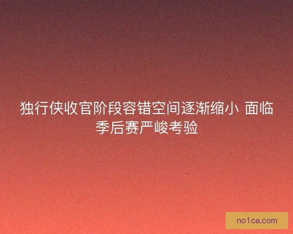 独行侠收官阶段容错空间逐渐缩小 面临季后赛严峻考验 独行侠收官阶段容错空间逐渐缩小 面临季后赛严峻考验